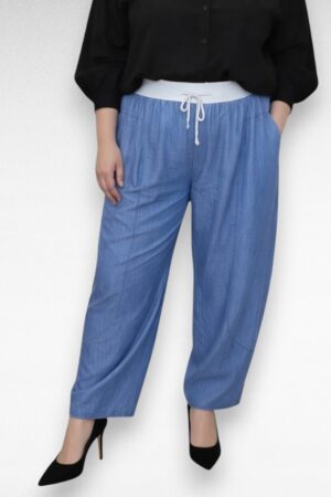 Õhukesed teksalaadsed pluss suurus avarad naiste suvepüksid (PY.404)