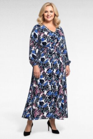 Sinisekirju eest nööpidega pluss suuruses naiste suvekleit/maksikleit (KL.123)