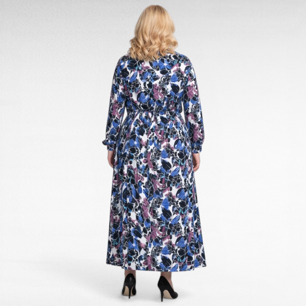 Sinisekirju eest nööpidega pluss suuruses naiste suvekleit/maksikleit (KL.123) - Image 3