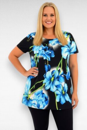 Kauni suure lillemustriga naiste tuunika "Nouvelle" (TU.042)