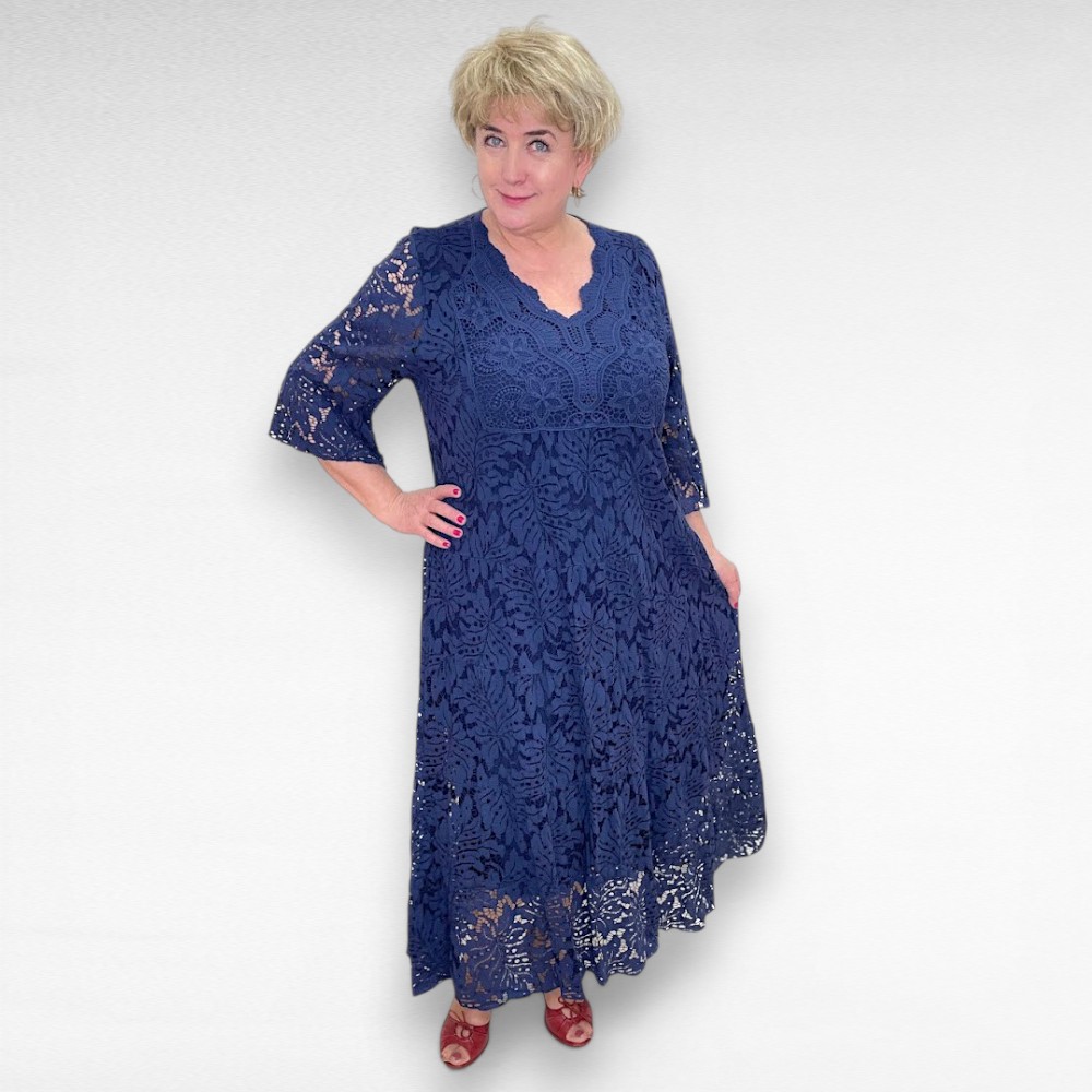 Pidulik tumesinine pikk pluss suurus naiste pitskleit ( KL.131)