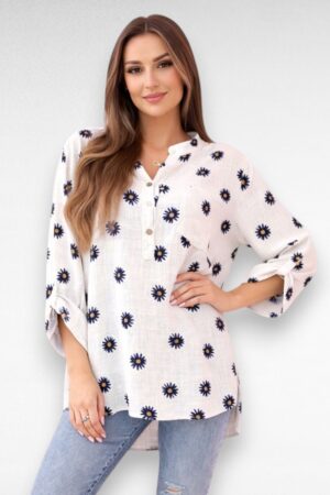 Karikakramustriga puuvillane naiste pluus (PL.044)