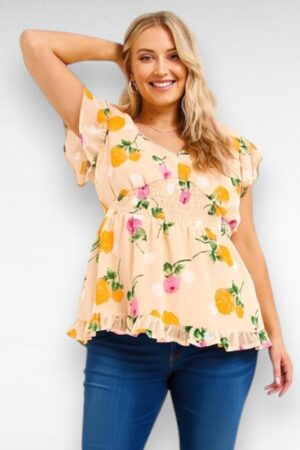 Roosimustriga pluss suurus peplumpluus "Simply Be" (PL.549)