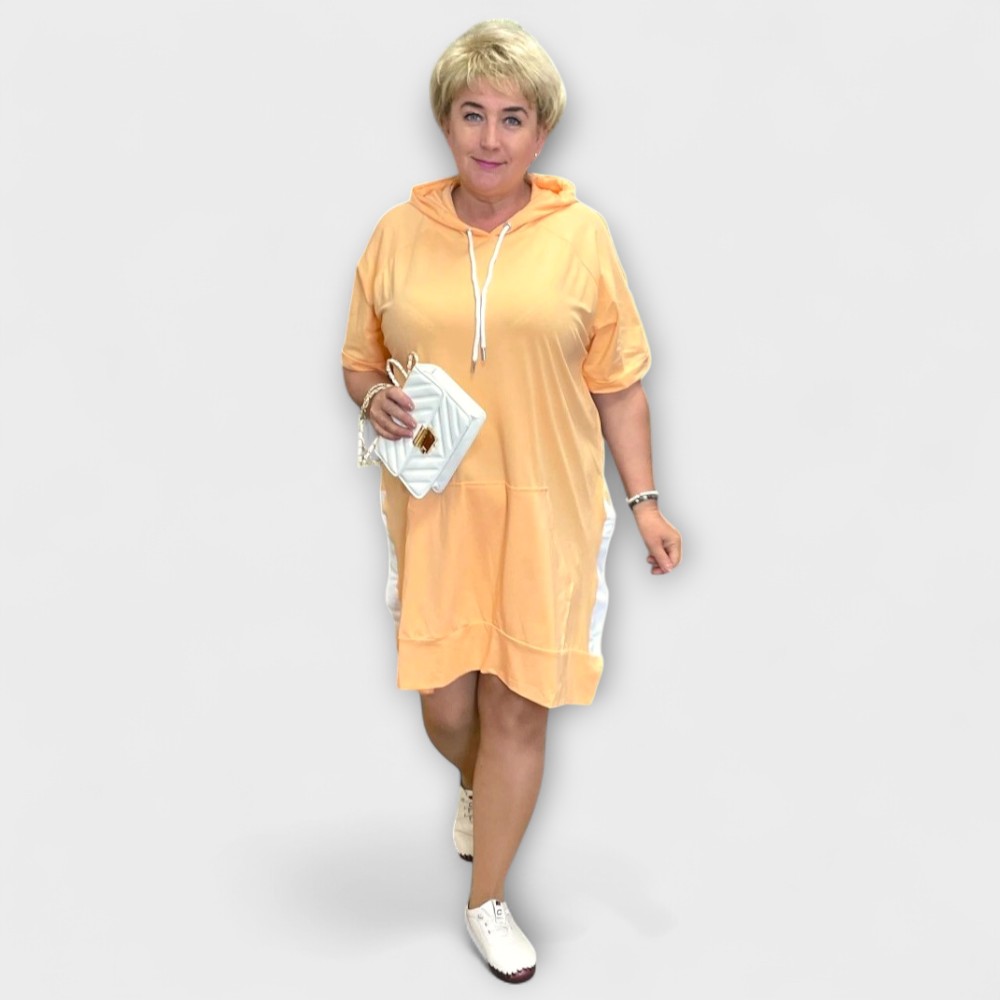 Mugav kapuutsiga pluss suurus dresskleit "Sireli" (KL.595)