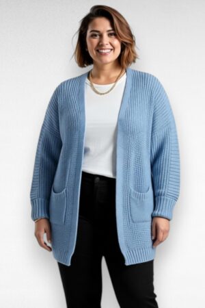 Oversize pluss suurus taskutega suvine naiste kardigan (KA.071)