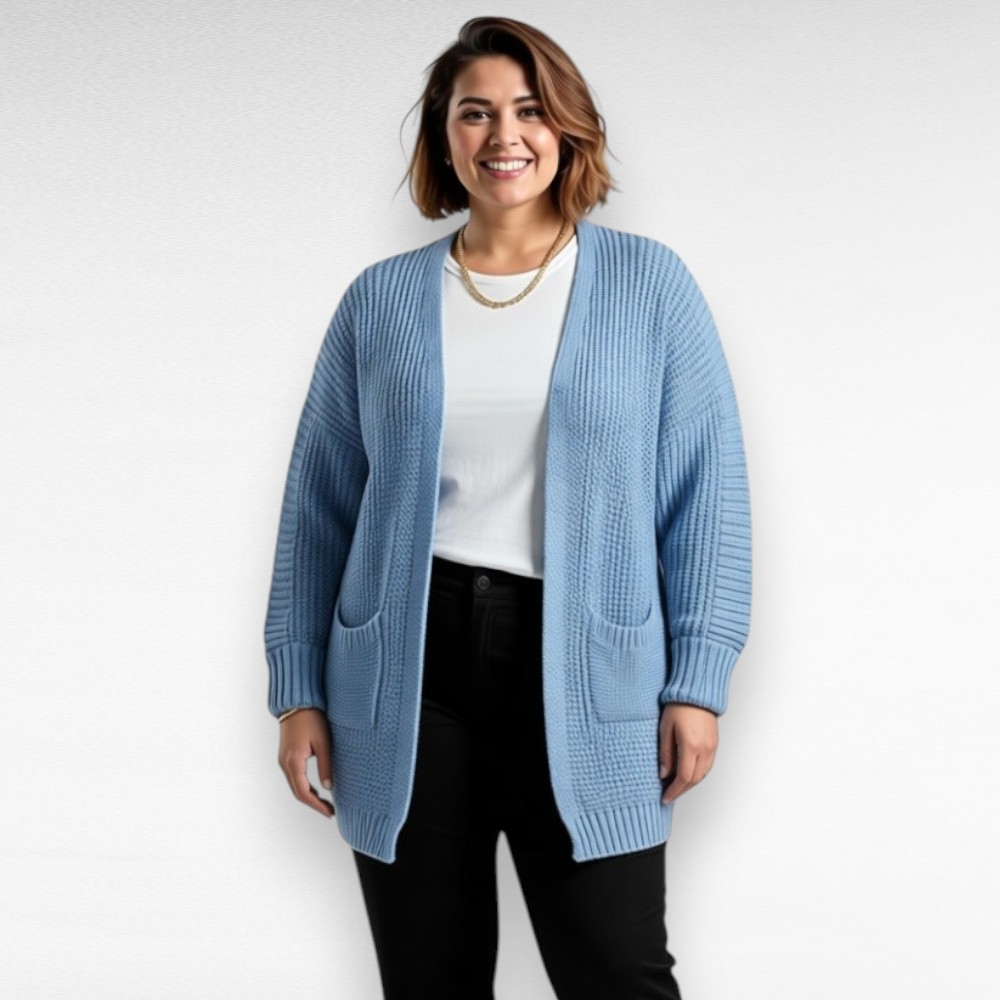Oversize pluss suurus taskutega suvine naiste kardigan (KA.071)