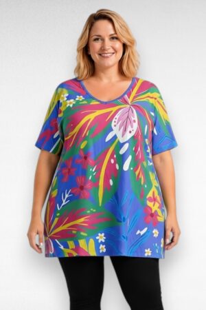Helesinine roosakirju lillemustriga tuunika "Esmira Fashion" (TU.068)