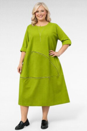 Stiilne lukkudega igapäevane taskutega pluss suurus kleit "Italy Moda"  (KL.302)