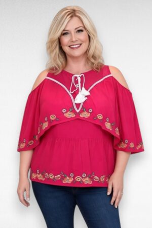 Tumeroosa tikanditega naiste pluus "Simply Be" (PL.049)