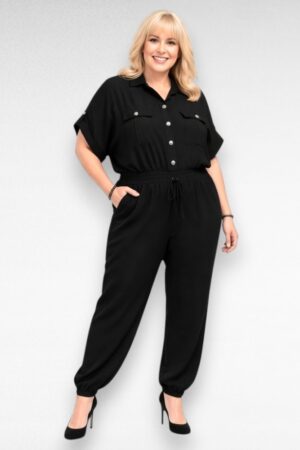 Stiilne pluss suurus taskutega jumpsuit (KO.025)