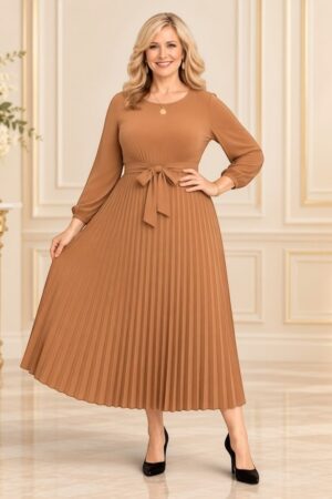 Pidulik pikk cameltooni plisseerkleit "Mariann"  (KL.289)