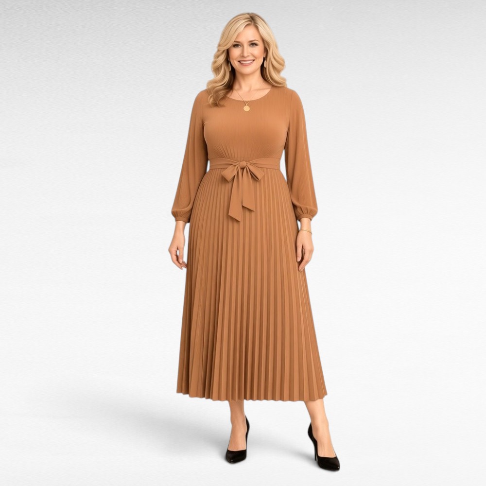 Pidulik pikk cameltooni plisseerkleit "Mariann" (KL.289) - Pilt 2