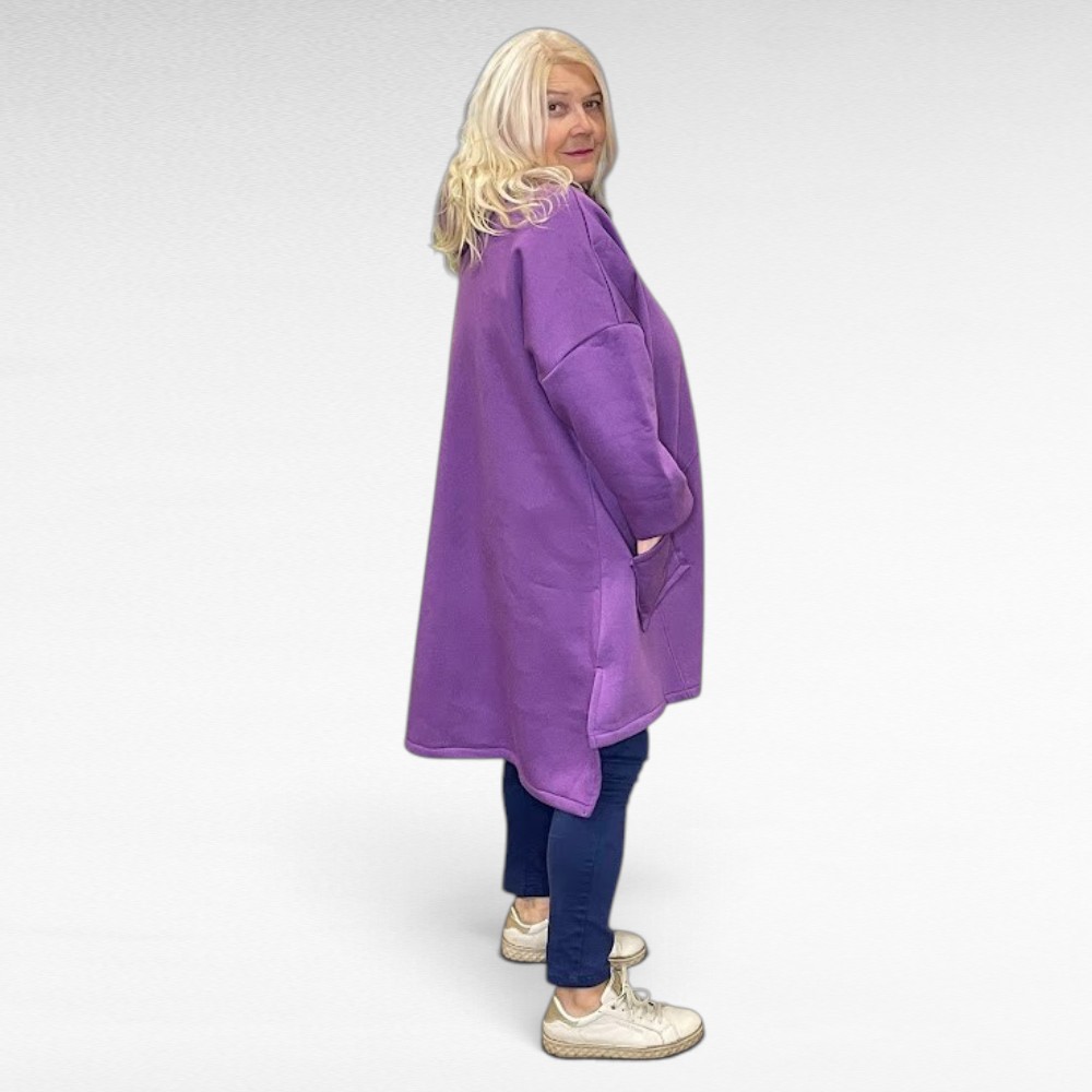 Sooja voodriga suurte taskutega lilla dressipluus naistele (SP.032) - Pilt 5